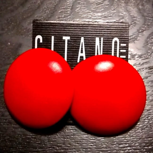 Deep Red Wood Rounds Post Earrings